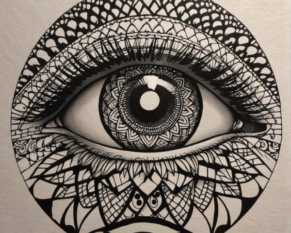 Intricate Eye Design Surrounded by Mandala Pattern