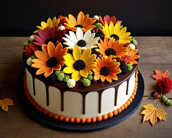 Elegant Cake with Cream Frosting and Edible Flowers