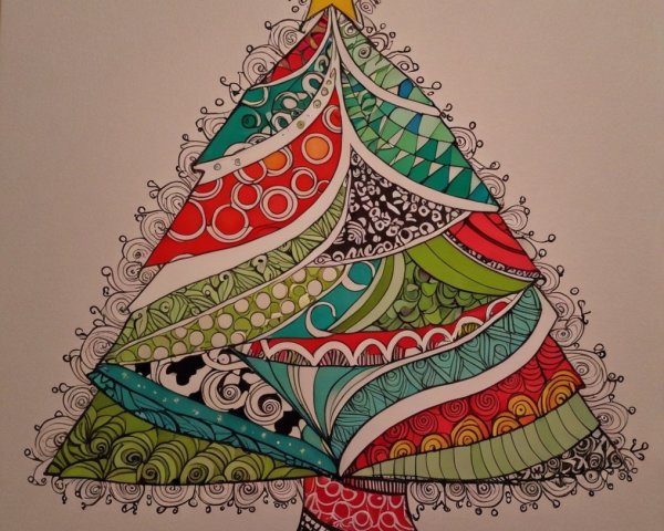 Intricate Christmas Tree Graphic with Vibrant Colors
