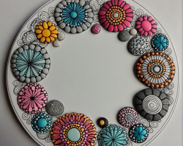 Vibrant Hand-Painted Decorative Stones in Circular Design