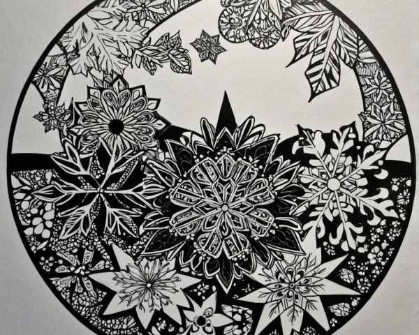 Intricate Black and White Floral Mandala Design