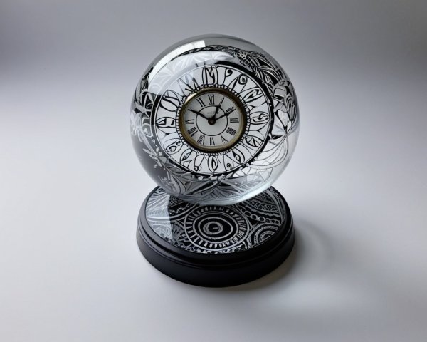 Modern Round Glass Clock with Abstract Patterns