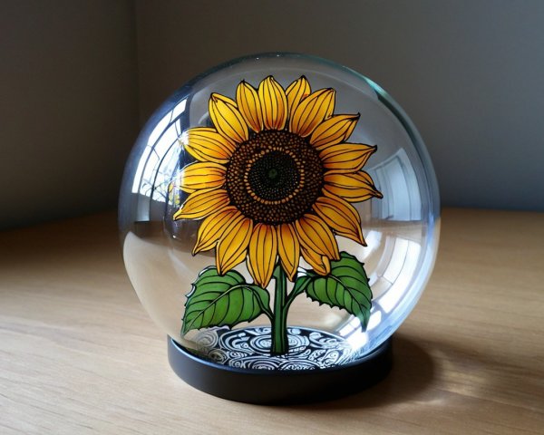 Decorative Glass Snow Globe with Sunflower Design