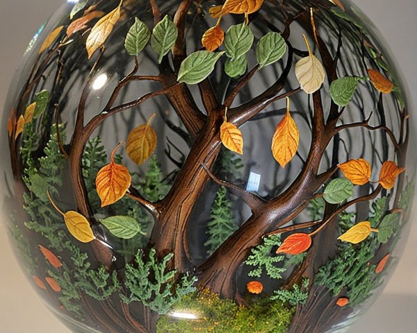 Miniature Forest Scene in a Glass Dome Display