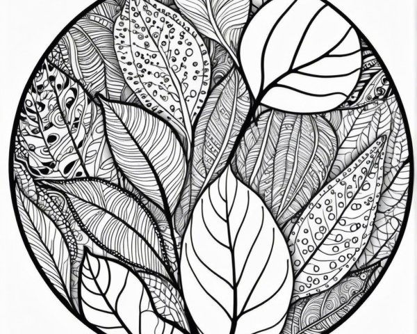 Monochromatic Circular Design with Intricate Leaf Patterns