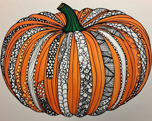 Intricately Designed Pumpkin with Vibrant Patterns