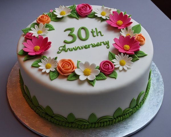 Decorative 30th Anniversary Cake with Edible Flowers