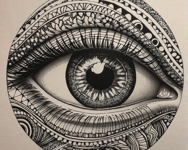 Artistic Rendering of a Detailed Eye in Circular Frame