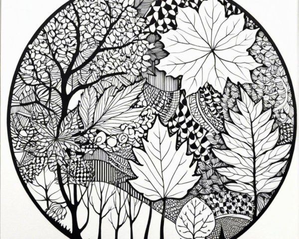 Circular Design of Intricate Trees and Leaves