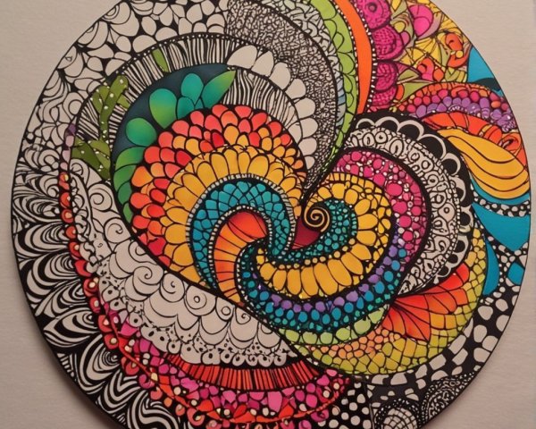 Vibrant Circular Swirl of Intricate Patterns and Colors