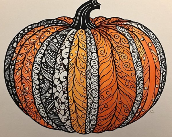 Intricately Designed Pumpkin with Vibrant Patterns