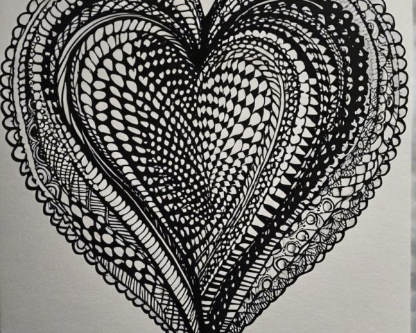 Intricately Designed Heart Silhouette with Patterns