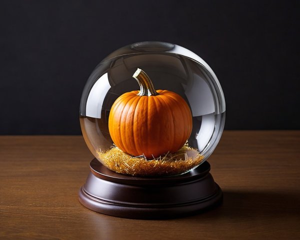 Glass Snow Globe with Pumpkin and Straw Design