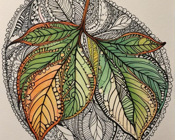 Intricate Leaves in Circular Pattern with Vibrant Colors