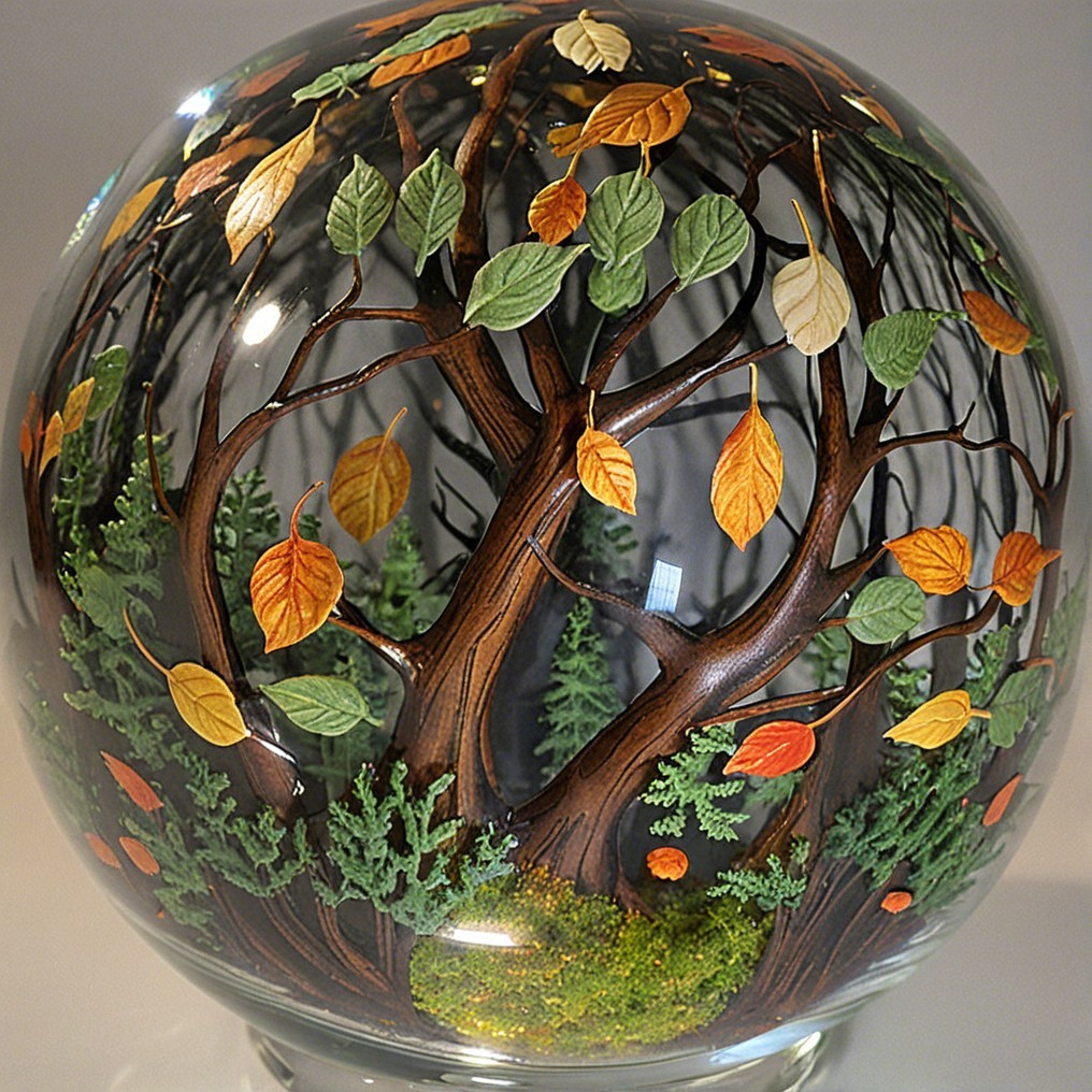Miniature Forest Scene in a Glass Dome Display