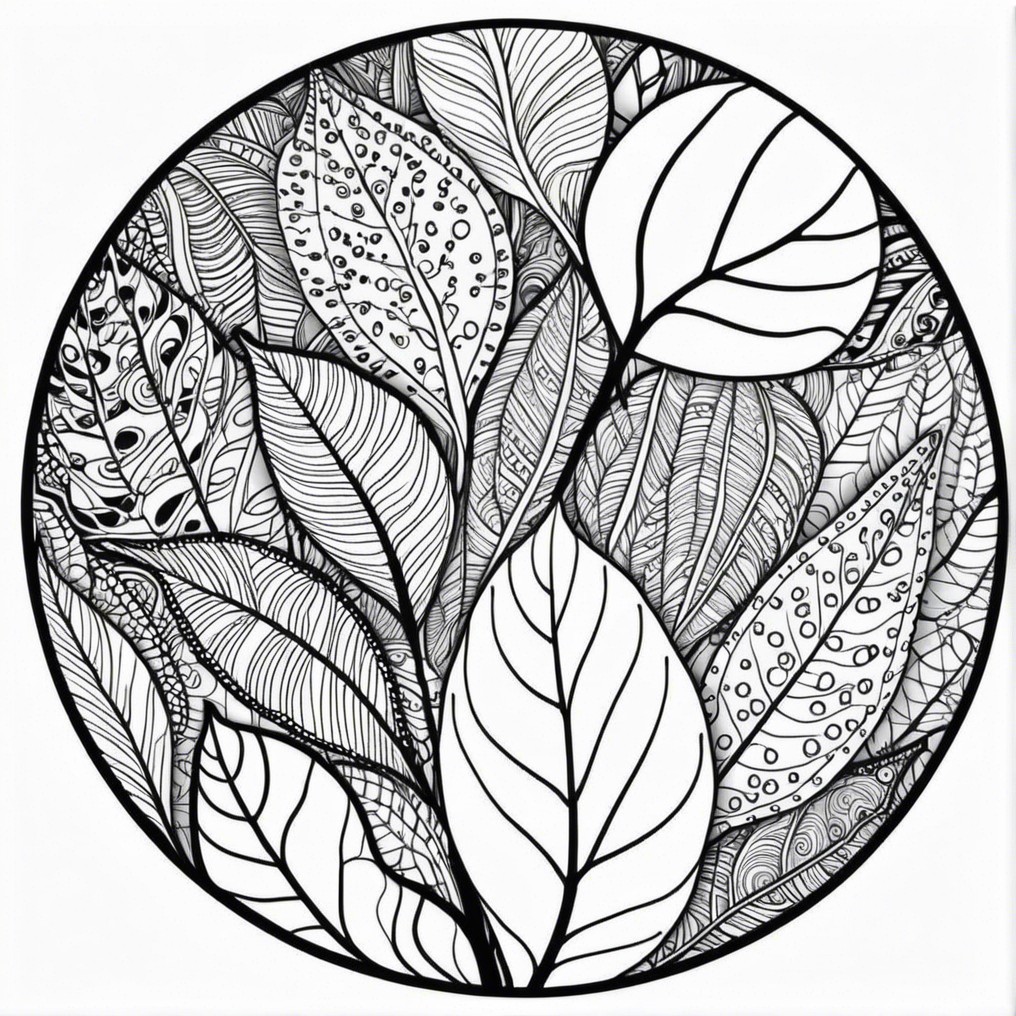 Monochromatic Circular Design with Intricate Leaf Patterns
