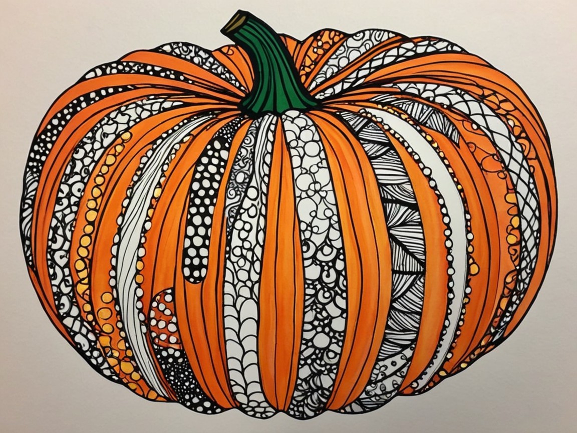 Intricately Designed Pumpkin with Vibrant Patterns
