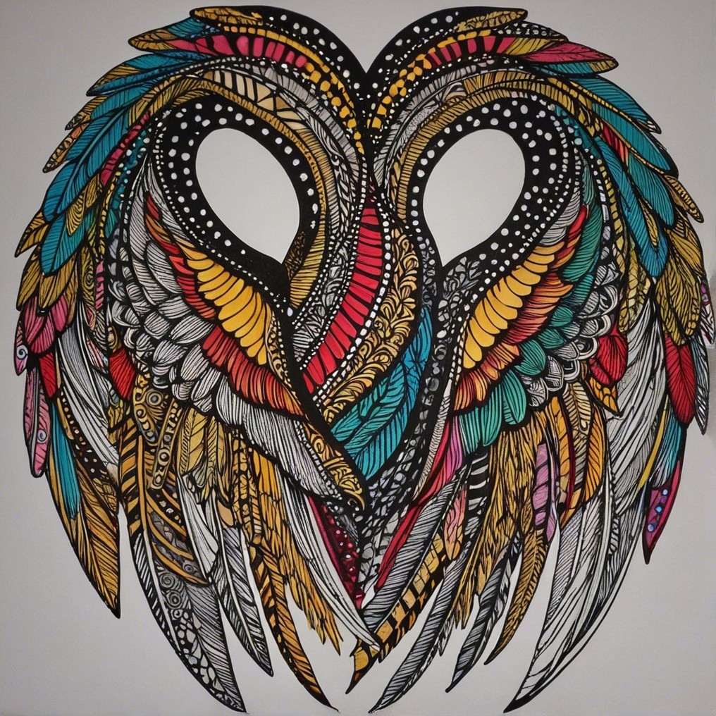 Stylized Owl Faces Merging into Heart Shape Design