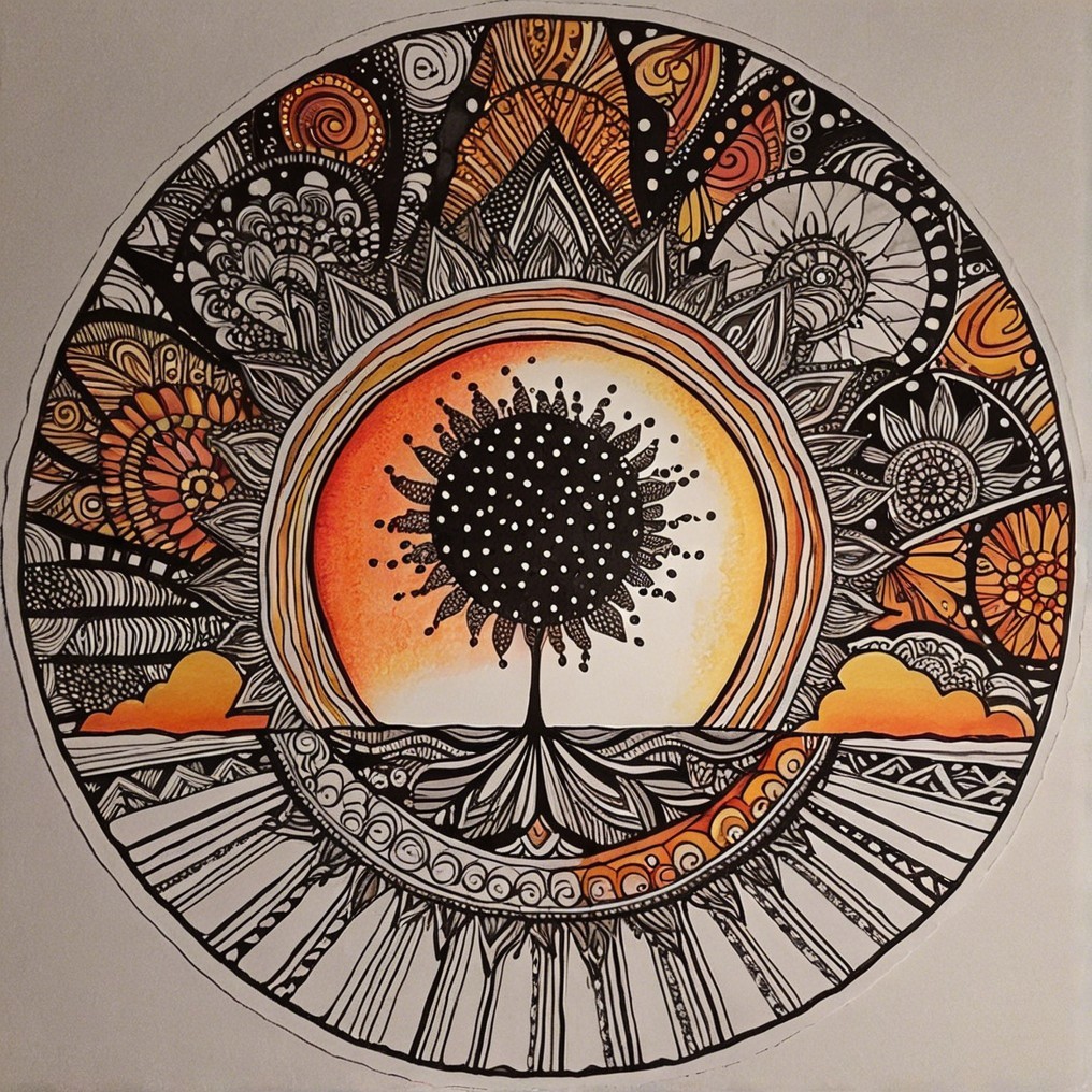 Intricate Circular Mandala Design with Floral Patterns