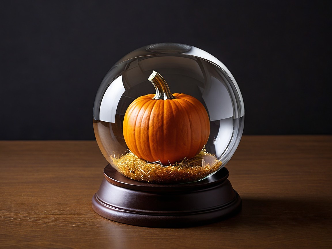 Glass Snow Globe with Pumpkin and Straw Design