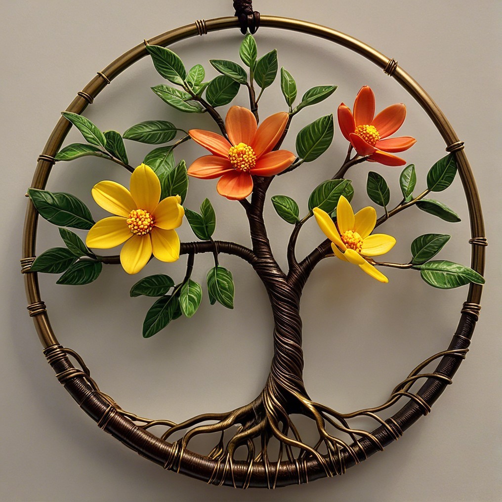 Decorative wall art of a stylized tree in a frame