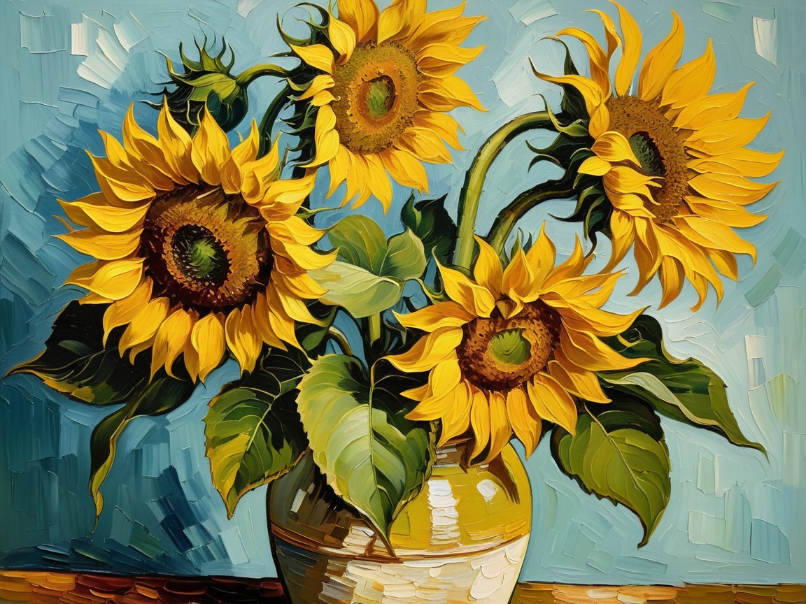 Vibrant Still Life of Sunflowers in a Vase