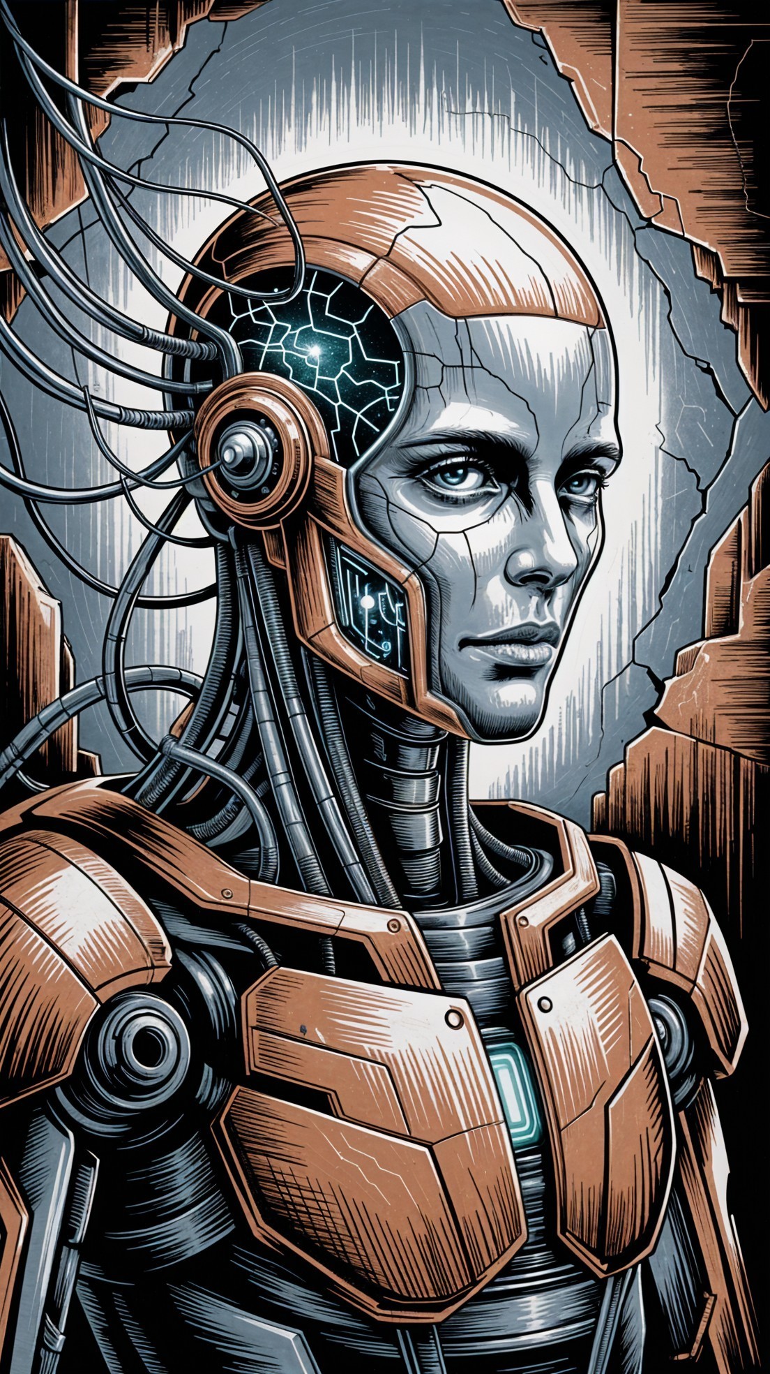 Futuristic Humanoid Figure with Metallic Appearance
