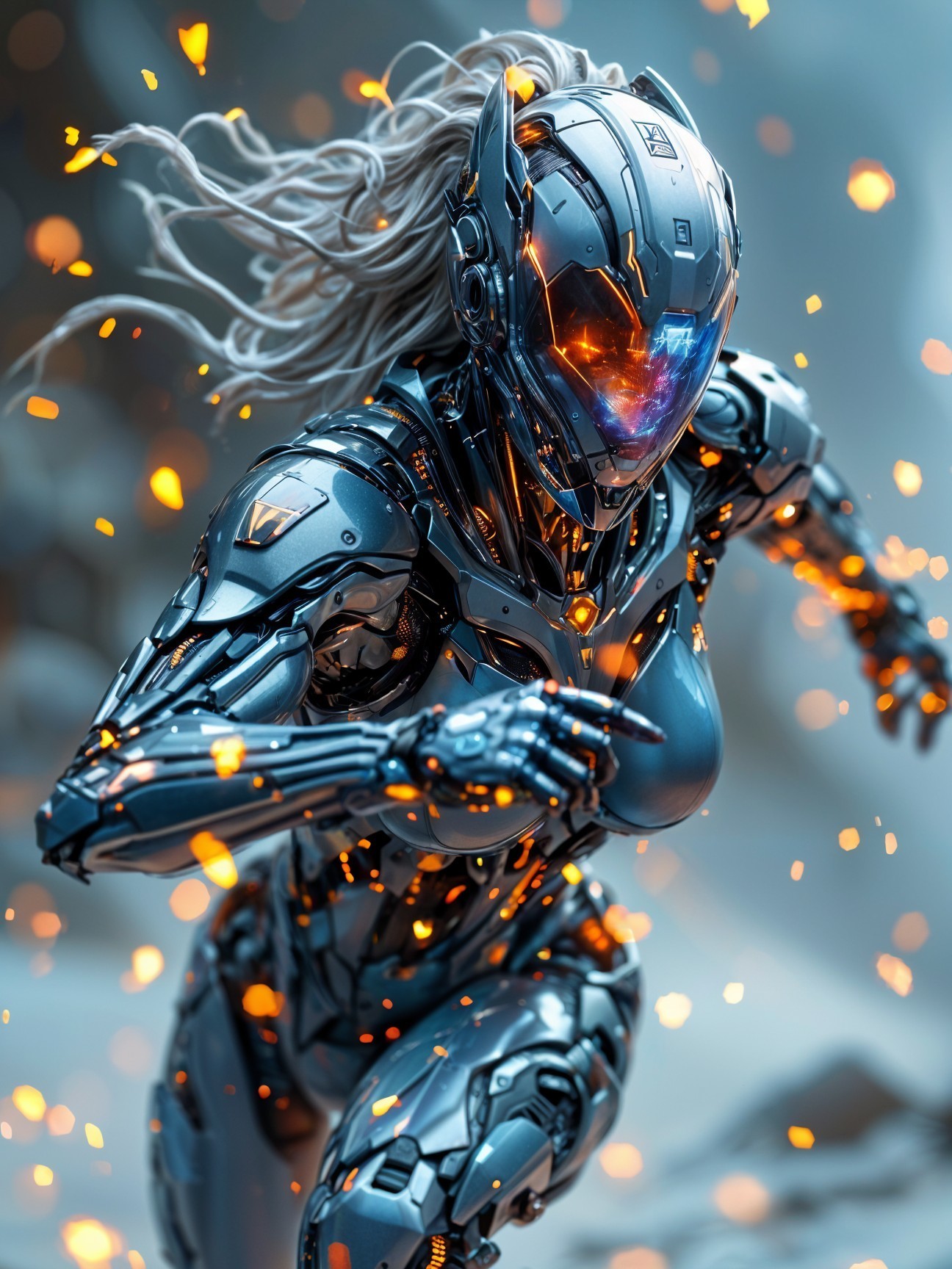 Futuristic Female Cyborg in Post-Apocalyptic Setting