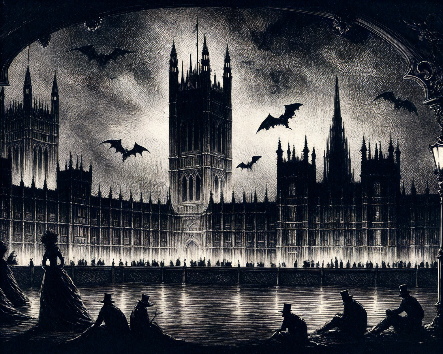 Dramatic Nighttime Scene of Houses of Parliament