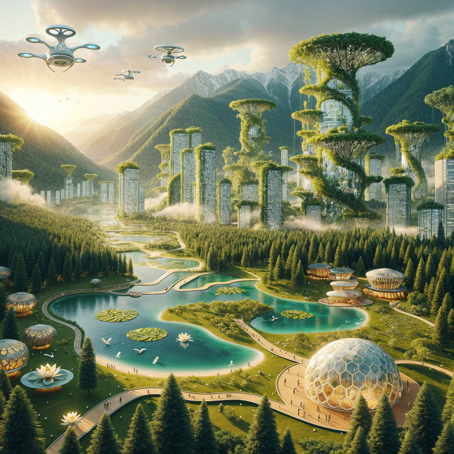 Futuristic Landscape of Nature and Technology Integration