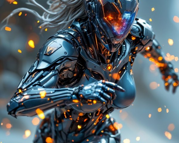 Futuristic Female Cyborg in Post-Apocalyptic Setting