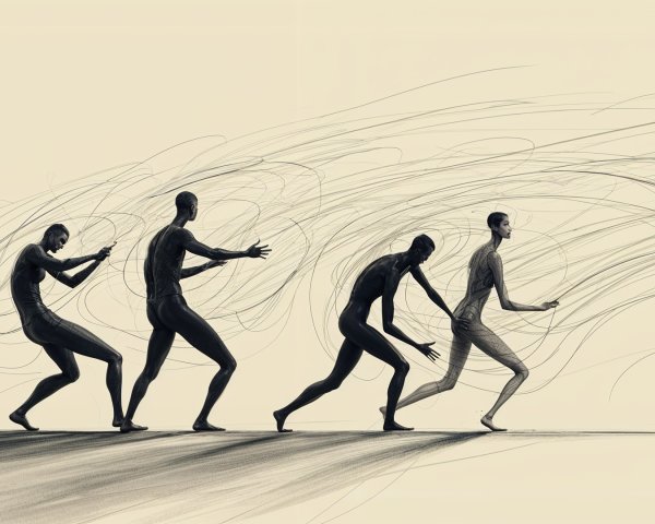 Abstract Humanoid Figures Illustrating Dynamic Motion