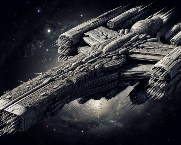 Intricately Designed Spaceship in Vast Space Setting