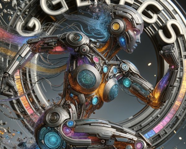 Futuristic Humanoid Robot in Dynamic Motion Design