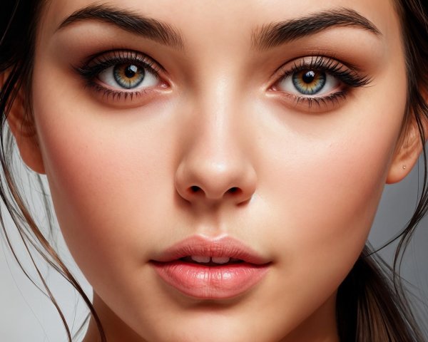 Close-Up Portrait of a Young Woman with Expressive Eyes