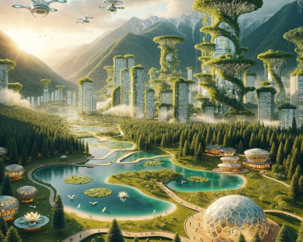 Futuristic Landscape of Nature and Technology Integration