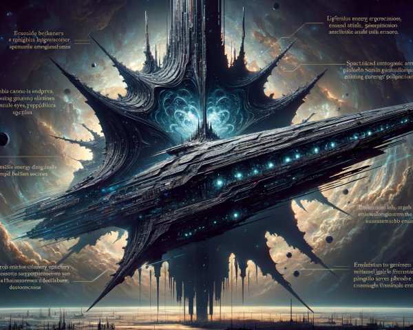 Colossal Alien Spacecraft in Cosmic Nebulae Scene