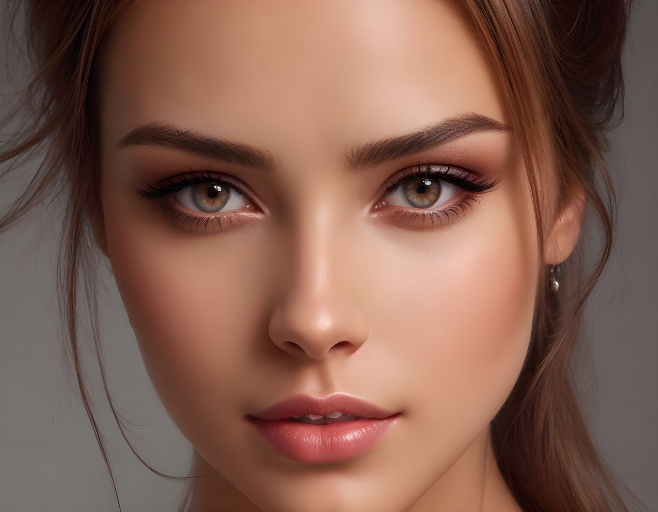 Close-up Portrait of a Young Woman with Green Eyes