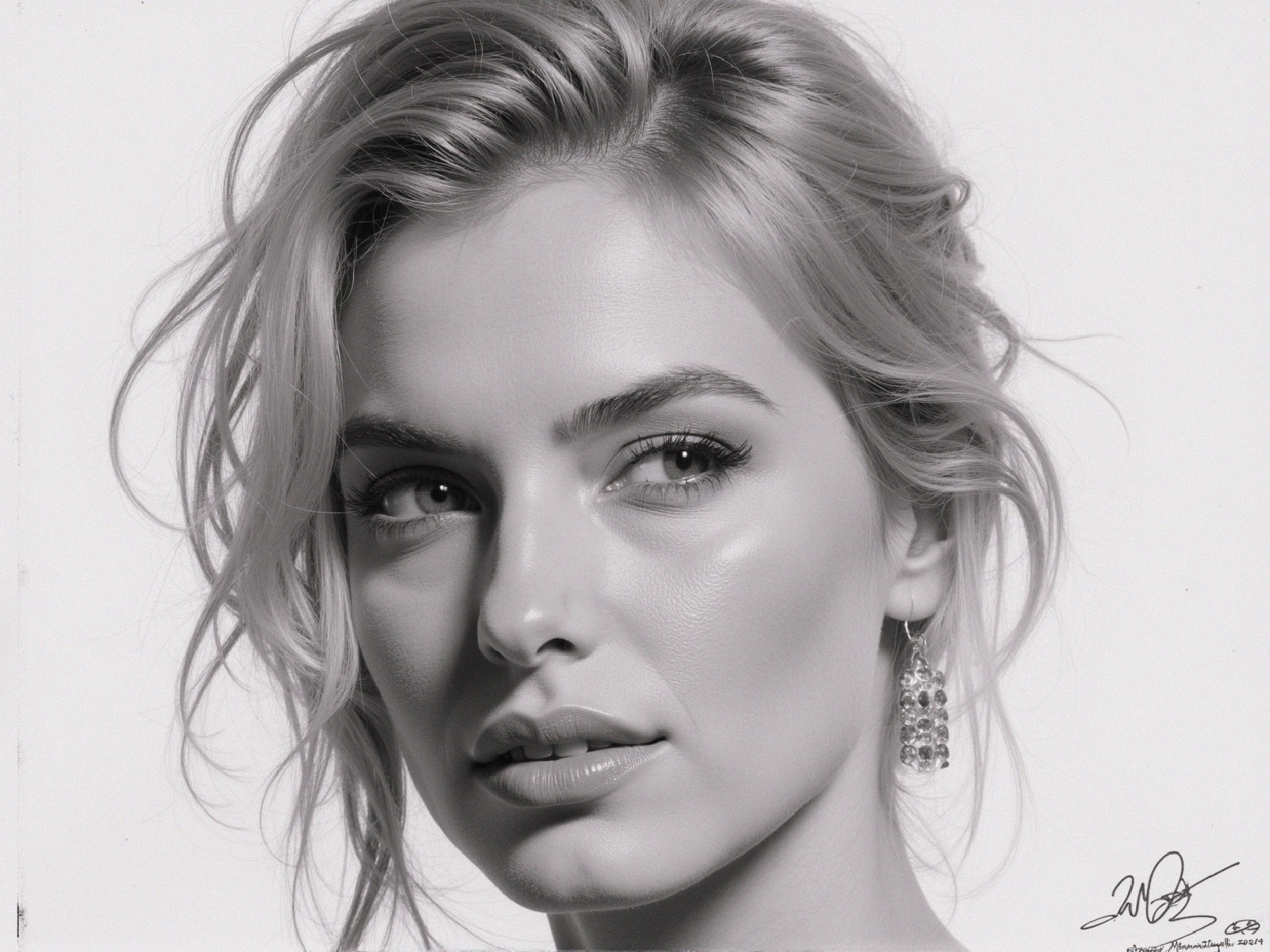 Black-and-white portrait of a confident woman