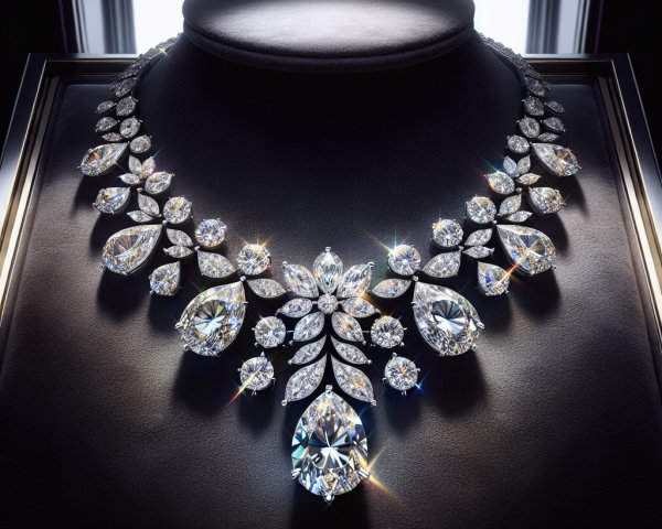 Elegant Necklace Display with Brilliant Diamond Arrangement