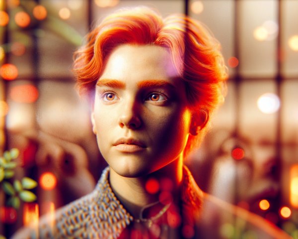 Young Person with Orange Hair in Ethereal Setting
