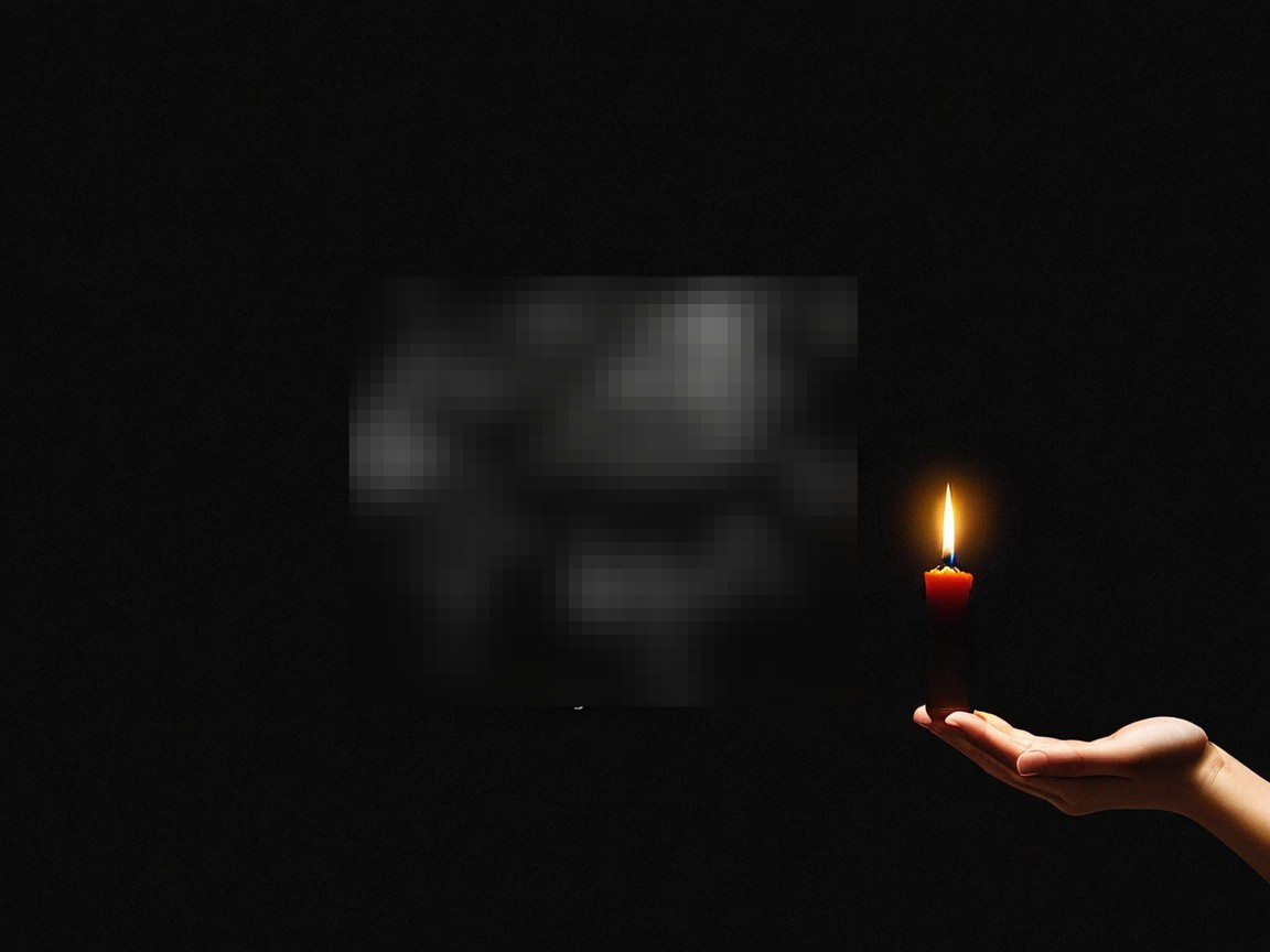 Hand Holding Lit Candle with Red Base in Darkness