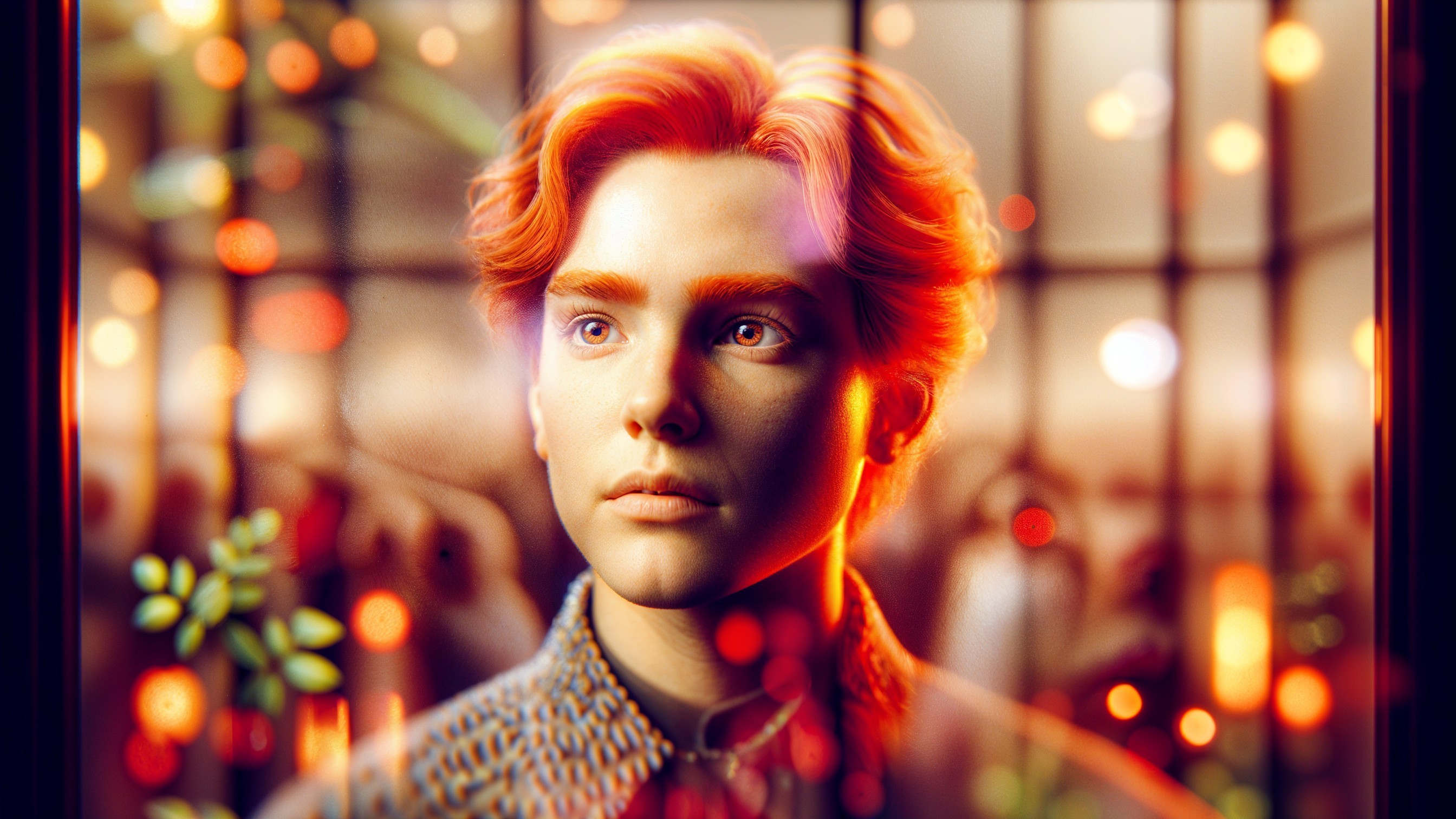 Young Person with Orange Hair in Ethereal Setting