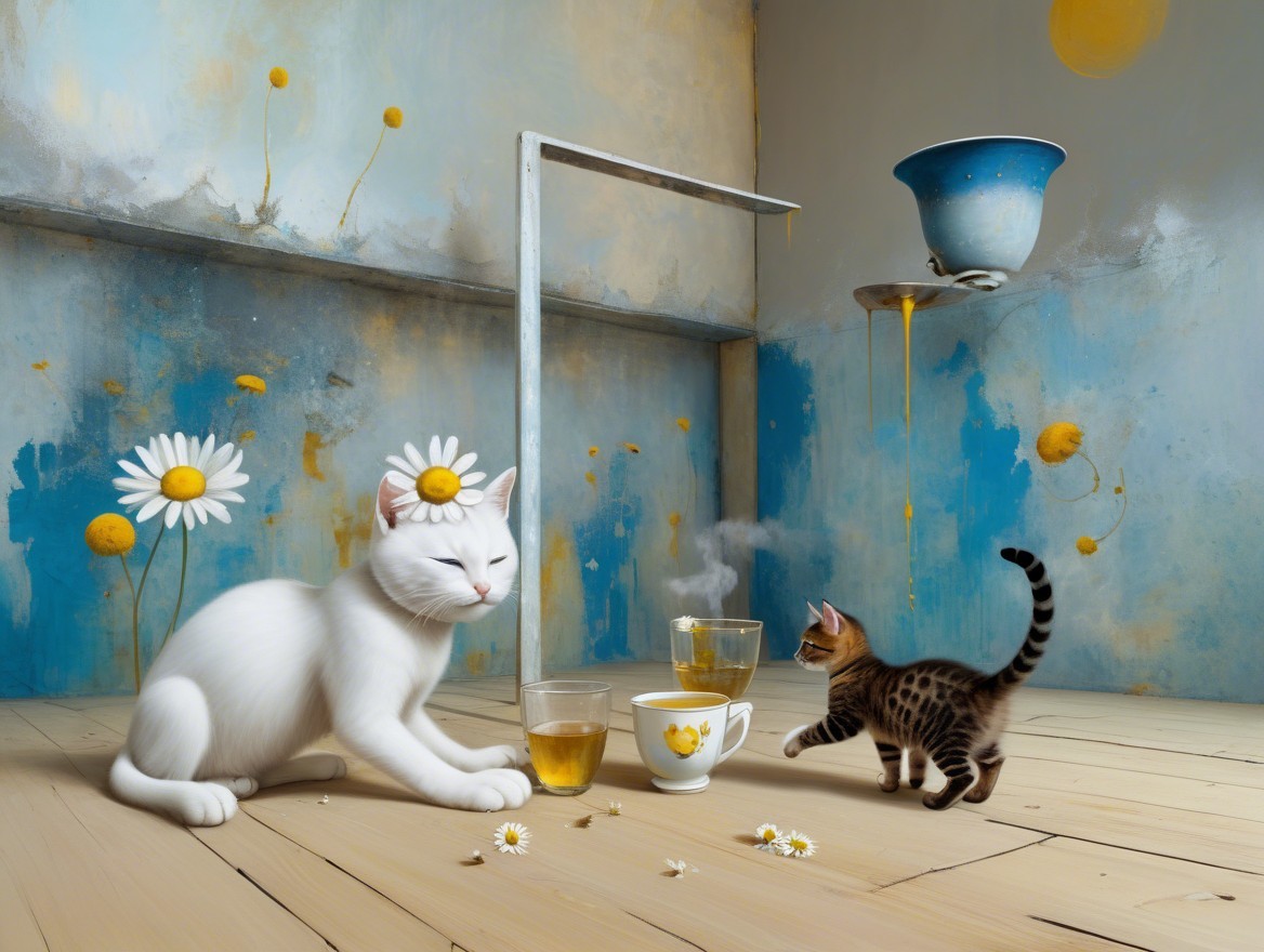 Indoor Scene with Cats and Colorful Decor