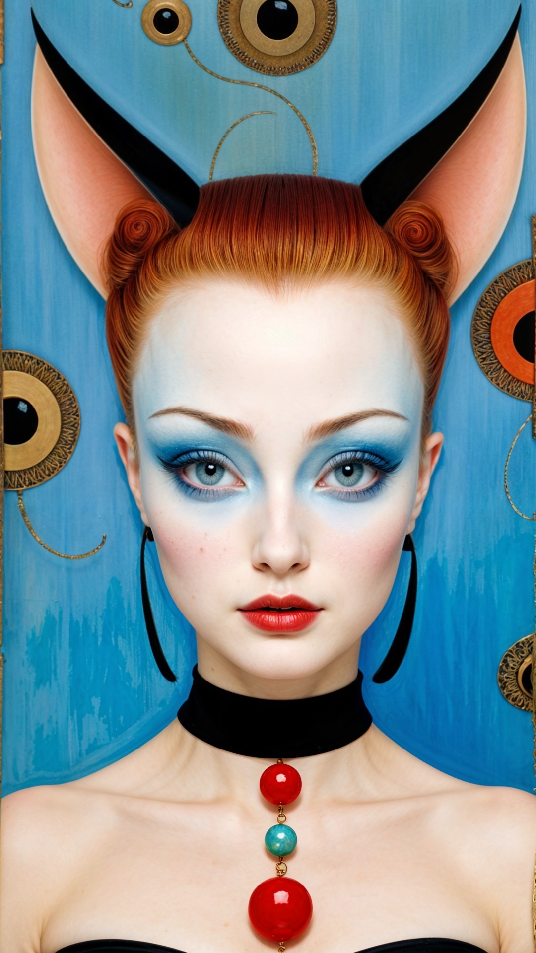 Portrait of a Model with Exaggerated Makeup and Style