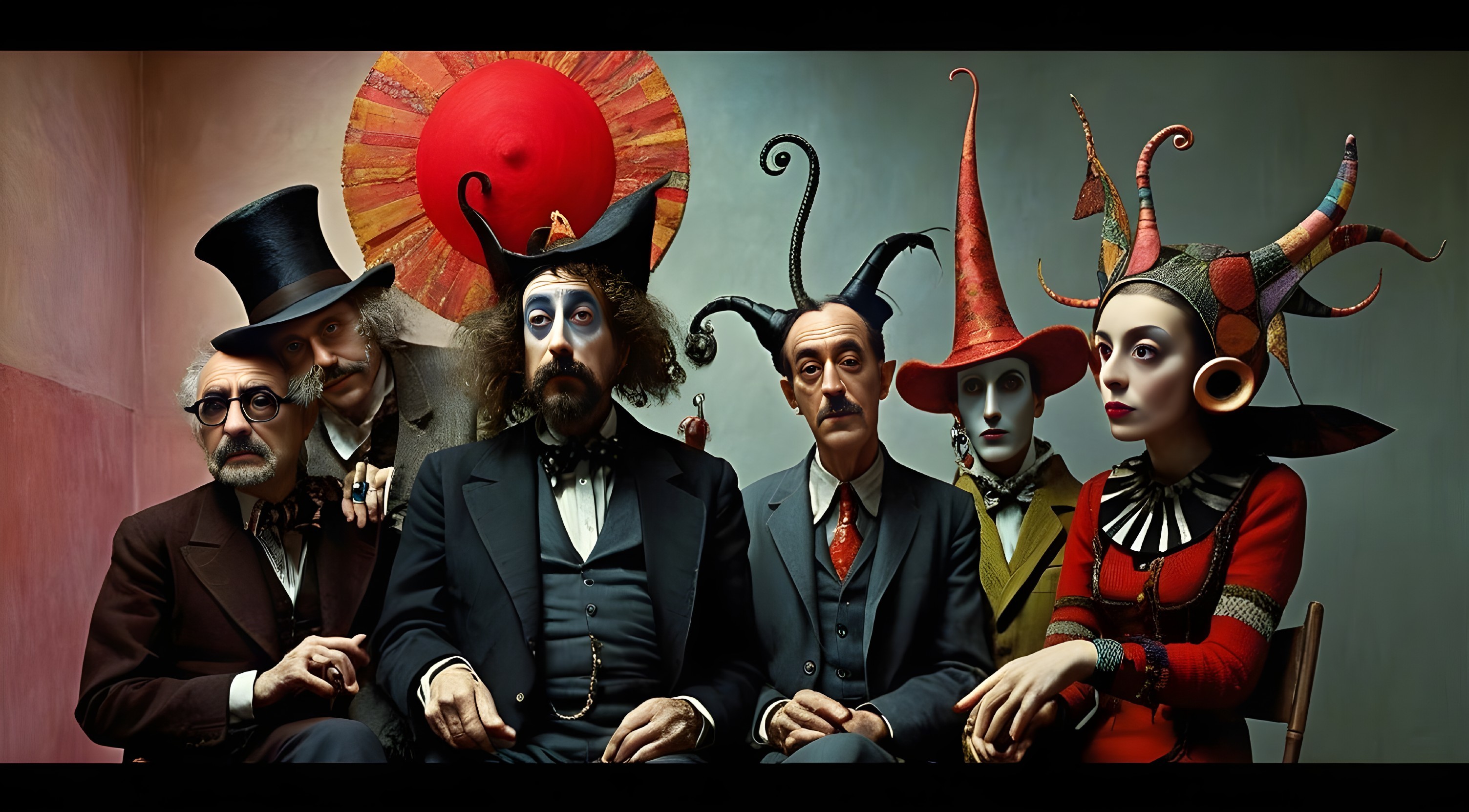Whimsical Group Portrait with Unique Characters and Attire