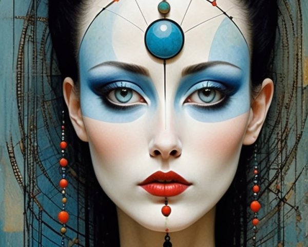 Portrait of a Woman with Feline Ears and Makeup