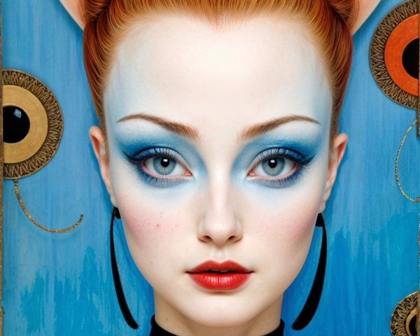 Portrait of a Model with Exaggerated Makeup and Style