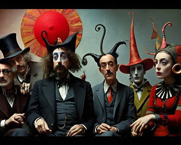 Whimsical Group Portrait with Unique Characters and Attire