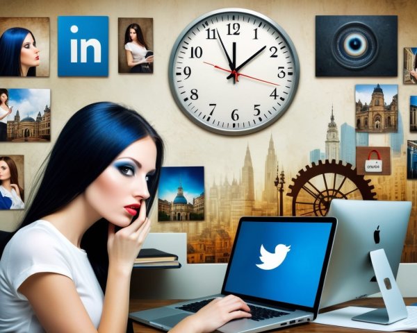 Young woman with blue hair in modern workspace setting